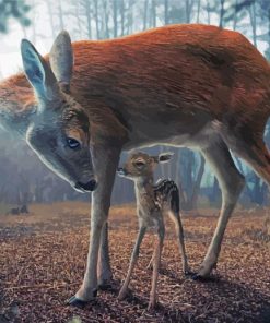 Adorable Deer And Cubs Paint By Numbers