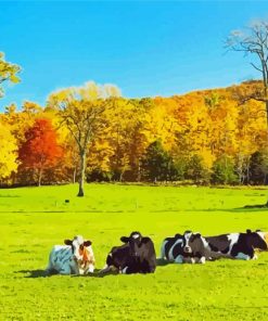Aesthetic Cows Fall Scene Paint By Numbers