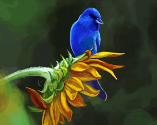 Aesthetic Sunflower And Blue Bird Art Paint By Numbers
