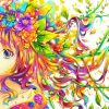 Anime Girl With Colorful Hair Paint By Numbers