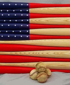 Bats Baseball American Flag Paint By Numbers