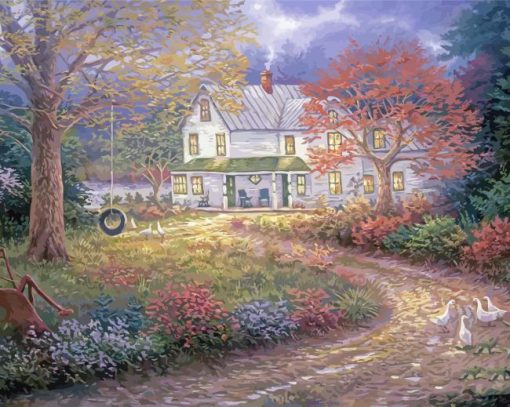 Countryside Colonial House Paint By Numbers