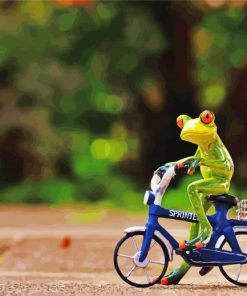 Cute Frog On Bicycle Paint By Numbers