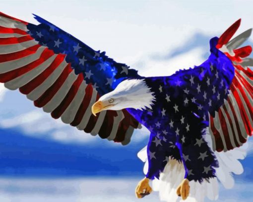 Eagle With Flag Paint By Numbers