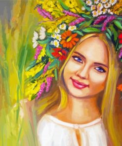 Girl With Flowers Hair Art Paint By Numbers