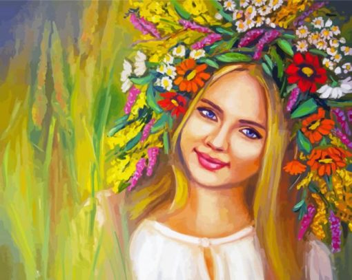 Girl With Flowers Hair Art Paint By Numbers