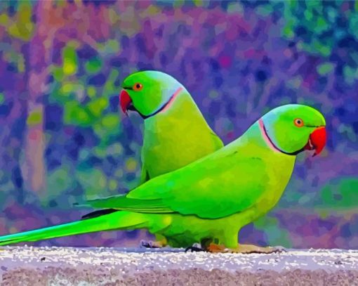 Green Indian Ringneck Parrots Paint By Numbers