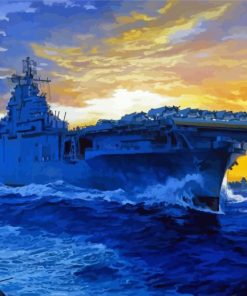 Military Ships USS Entreprise At Sunset Paint By Numbers