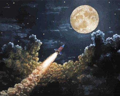 Moon Rocket Art Paint By Numbers