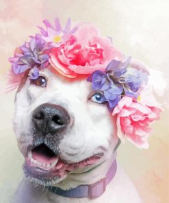 Pitbull Flowers Crown Paint By Numbers