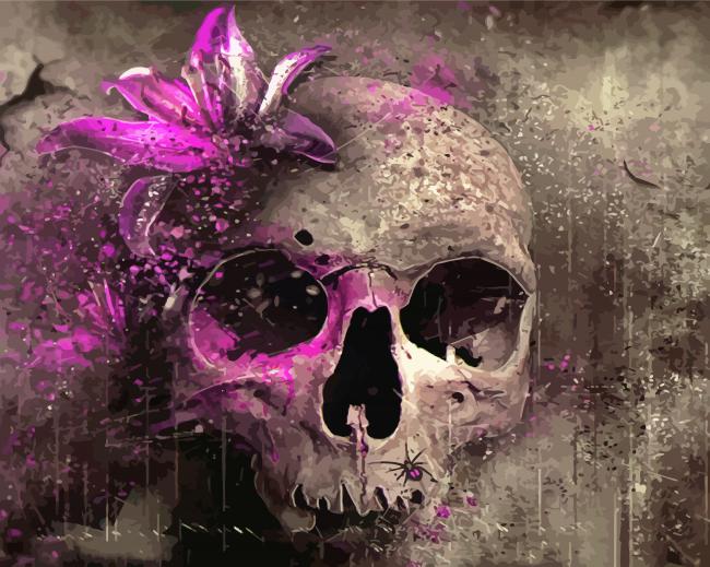 Purple Grey Skull Art Paint By Numbers