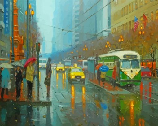 Rainy Street Scenes Art Paint By Numbers