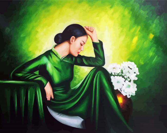 Vietnamese Woman In Green Paint By Numbers