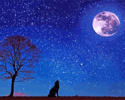 Wolf By Moonlight Paint By Numbers