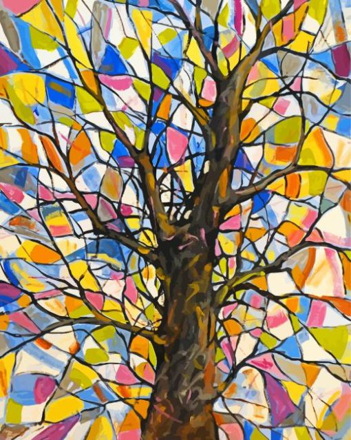 Abstract Stained Glass Tree Paint By Numbers