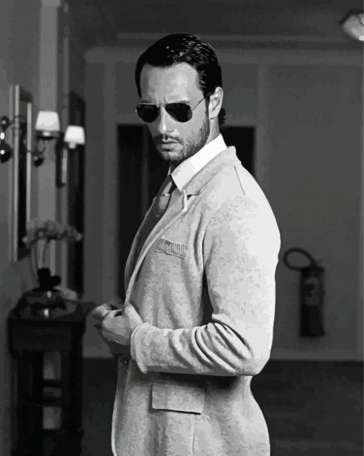 Black And White Rodrigo Santoro Actor Paint By Numbers