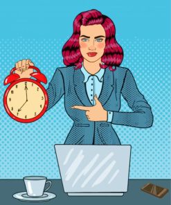 Business Woman With Clock Pop Art Paint By Numbers