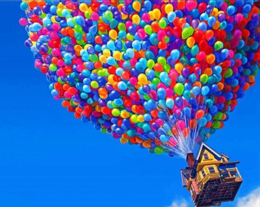 Colorful Up Balloon House Paint By Numbers