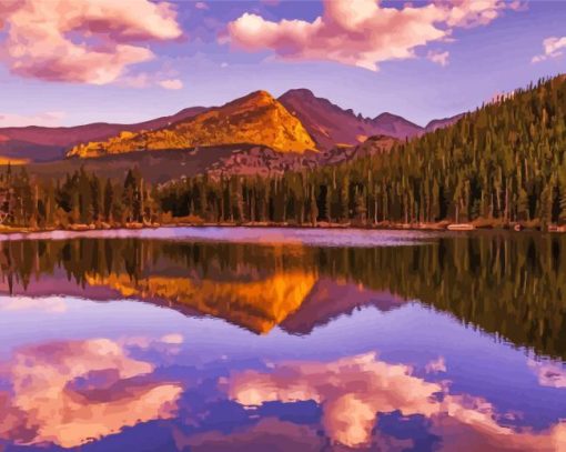 Mountains Colorado Sunset Water Reflection Paint By Numbers