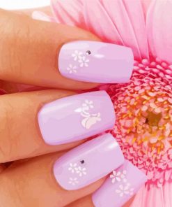 Purple Manicure With Flower Paint By Numbers