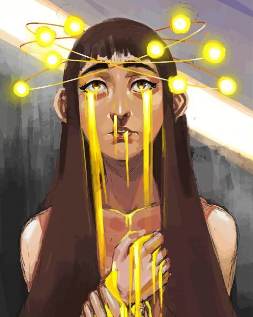 Sad Girl With Tears Of Gold Paint By Numbers