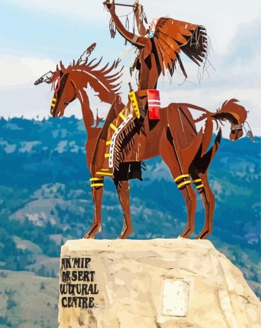 Statue Indians Horses Paint By Numbers