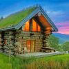 Sunset Secluded Cabin Paint By Numbers