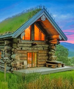 Sunset Secluded Cabin Paint By Numbers