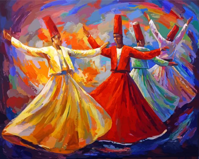 Abstract Sufi Men Paint By Numbers