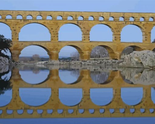 Aesthetic Roman Aqueduct Reflection Paint By Numbers