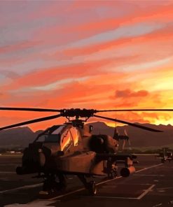Apache Helicopter Sunset Paint By Numbers