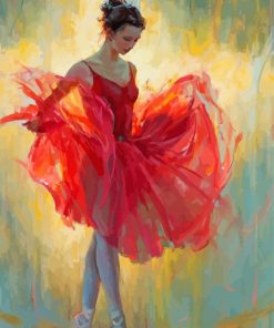 Ballerina In Red Dress Paint By Numbers