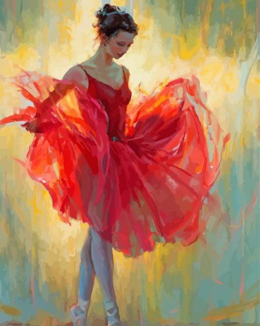 Ballerina In Red Dress Paint By Numbers