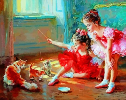 Ballerina Children With Cats Paint By Numbers
