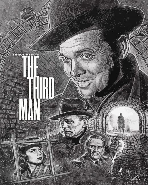 Black And White The Third Man Poster Paint By Numbers