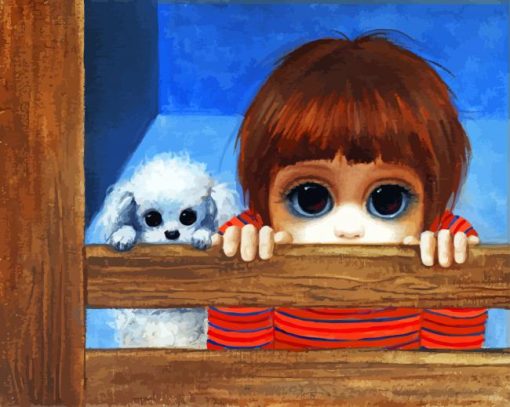 Boy And Poodle By Margaret Keane Paint By Numbers