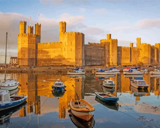 Caernarfon Castle At Sunset Paint By Numbers