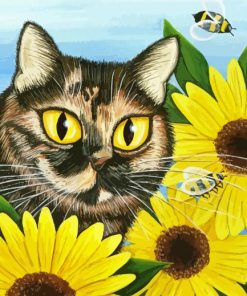 Cat Sunflowers Paint By Numbers