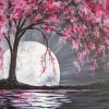 Cherry Tree And Moonlight Paint By Numbers