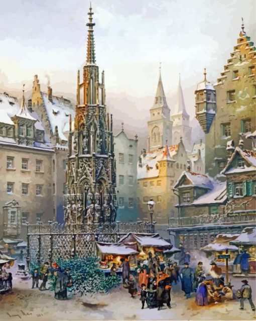 Christkindlmarkt Christmas Market Art Paint By Numbers