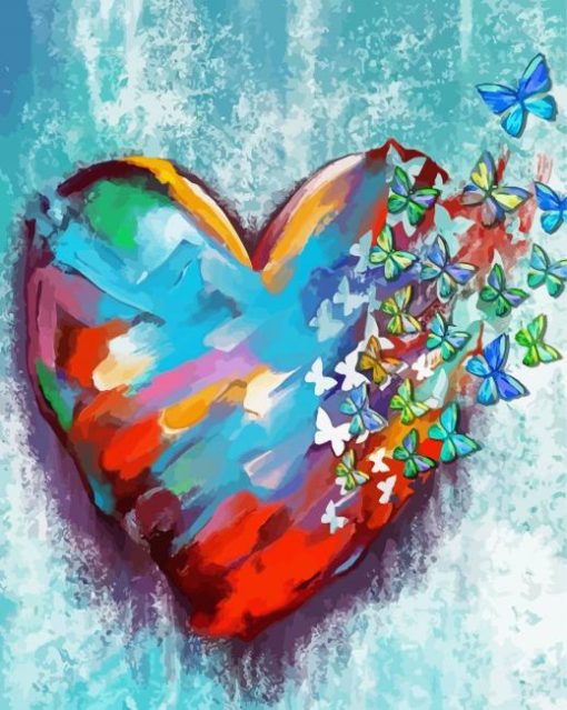Colorful Heart Butterflies Art Paint By Numbers