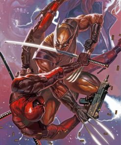 Deadpool Vs Wolverine Fighting Art Paint By Numbers
