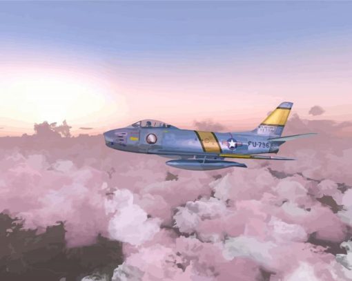 F86 Sabre Over Clouds Paint By Numbers