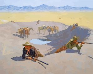 Fight For The Waterhole By Frederic Remington Paint By Numbers