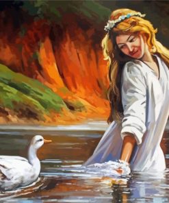 Girl And Duck Art Paint By Numbers