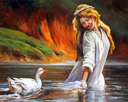 Girl And Duck Art Paint By Numbers