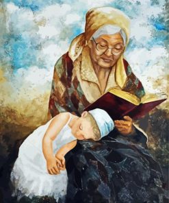 Grandmother Reading A story Paint By Numbers