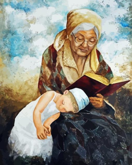 Grandmother Reading A story Paint By Numbers