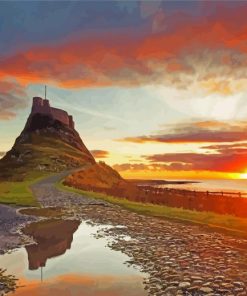 Holy Island Of Lindisfarne Castle At Sunset Paint By Numbers