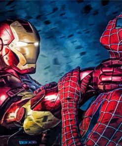 Iron Man And Spider Man Fight Paint By Numbers